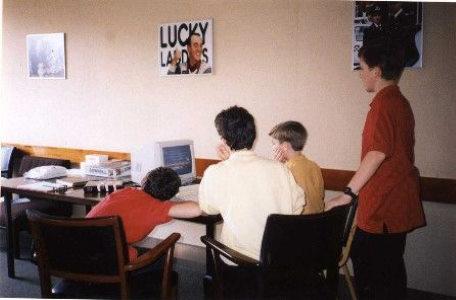 Ray Lockton and team use the Amiga in the green room at Anglia.
