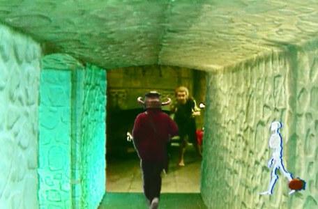 Knightmare Series 6 Team 5. Ben sprints as Pickle beckons from the antechamber.
