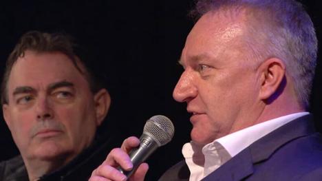 Cliff Barry and Mark Knight answer questions at the Knightmare Convention, 2014.