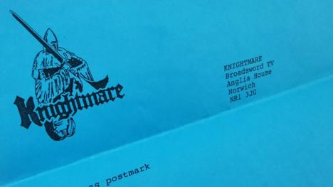 A crop of a 1995 letter from Broadsword on blue paper.