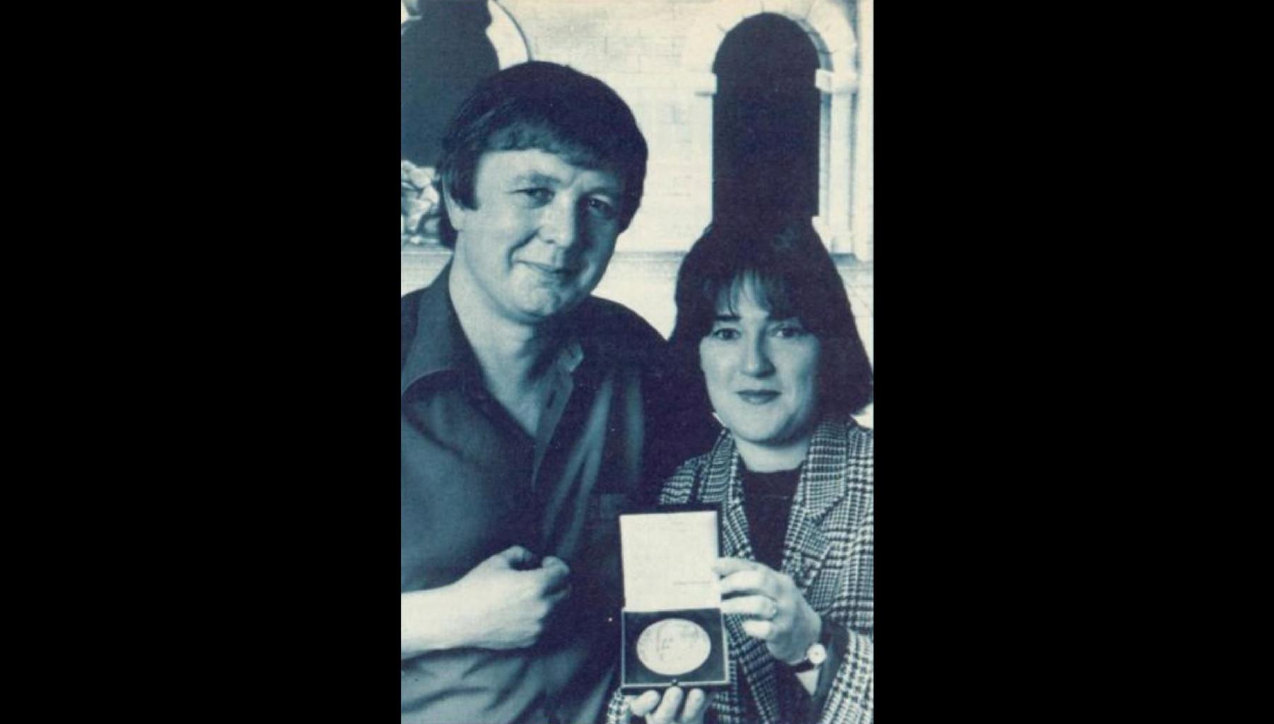 Tim Child and Sally Freeman with Jean D'Arcy Award 1988