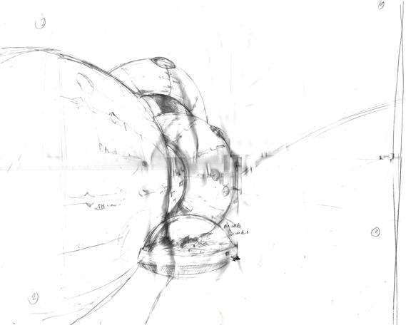 The Satellite Game - sketch of the Enigma Satellite by David Rowe