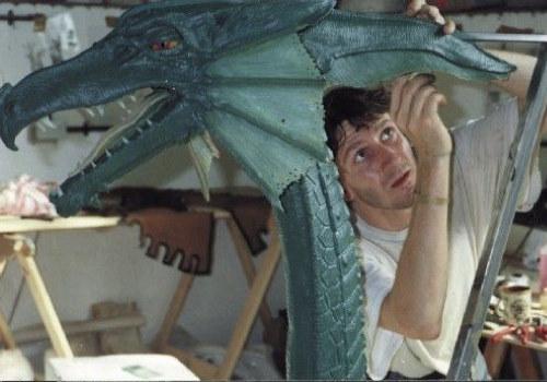 Mark Cordory painting the large cast of Smirkenorff the Dragon.