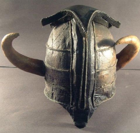Front view of the original Helmet of Justice from Knightmare.
