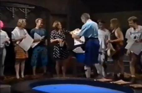 The Knightmare crew receive certificates after filming ends.