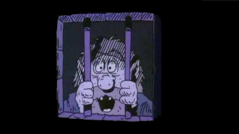 The character behind bars in the original opening title sequences in Knightmare.