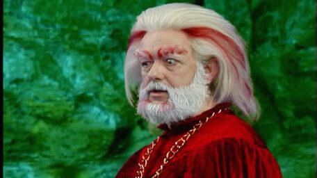Hordriss the Confuser, played by Clifford Norgate, as seen in Series 8 of Knightmare (1994).