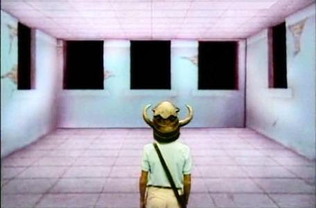 Knightmare Series 3 Team 6. Ross in a room with five doors on the ceiling.