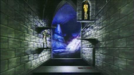 The Transporter Pad challenge, based on a handpainted scene by David Rowe, as shown on Series 4 of Knightmare (1990).