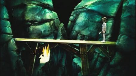 The Vale of Mogdred, based on a handpainted scene by David Rowe, as shown on Series 2 of Knightmare (1988).