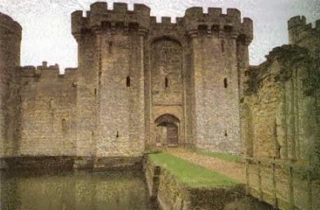 A front view of Bodiam Castle, East Sussex.
