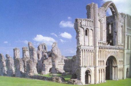 A side profile of Castle Acre Priory in Norfolk.