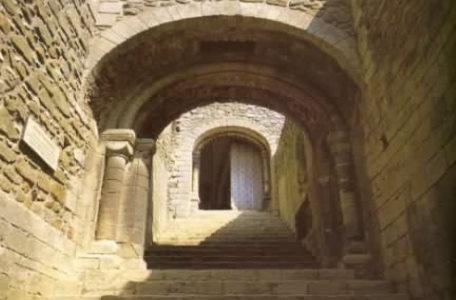 A view up the steps at Castle Rising in Norfolk.