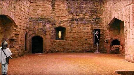 A castle courtyard, as seen in Series 7 of Knightmare (1993).