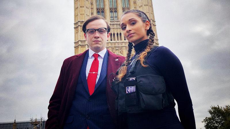 Spy School promo: Agent J (Jack Finch) and Agent L (Bessy Naidu) in Westminster