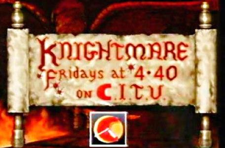 Children's ITV 1992: A scroll features the time of broadcast for Knightmare Series 6.