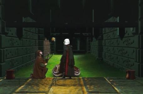 Knightmare Series 8 Team 2. Daniel turns into Lord Fear. Sylvester Hands kneels at his feet.