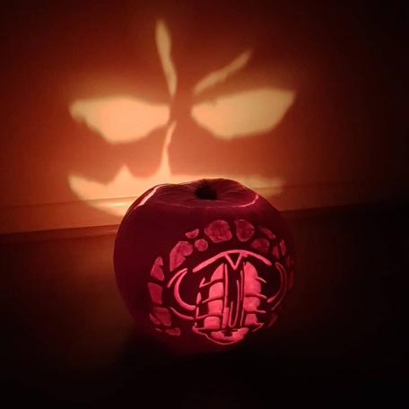 A Knightmare jack-o-lantern for Halloween.