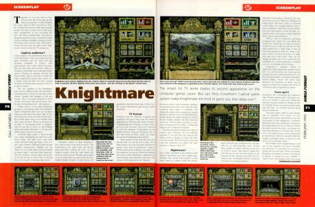 Preview of the Amiga Format review of the Mindscape Knightmare computer game for Amiga and Atari. From Issue 31 (February 1992)