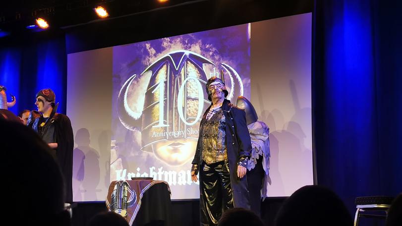 Lord Fear (Mark Knight) glowers over the audience at the Leicester Square Theatre, London