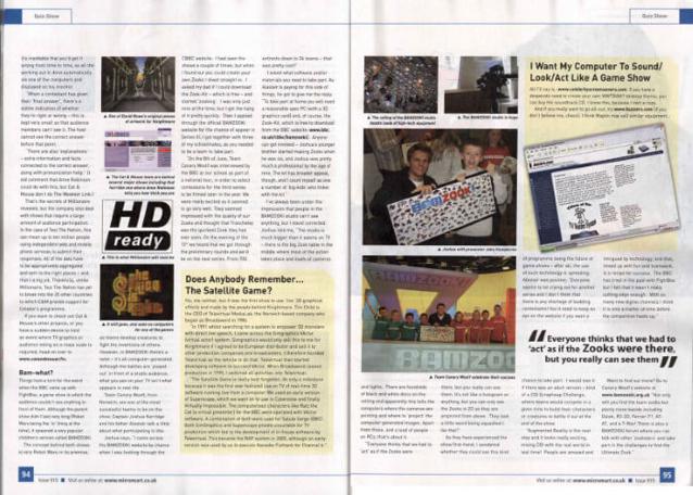A preview of the final two pages of Jenny Sanders' article 'Quiz Show' in Micro Mart, September 2006.