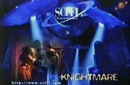 A commerical break caption screen for Knightmare repeats on the Sci-Fi Channel.