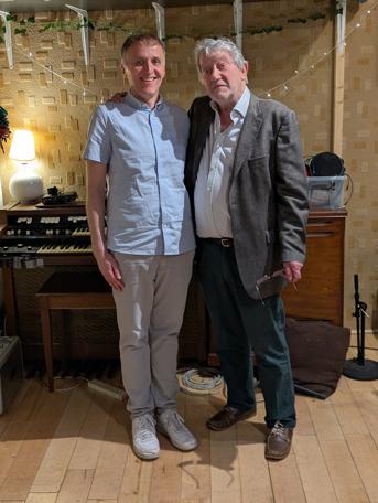Game designer Ewen Watson with Hugo Myatt in the studio
