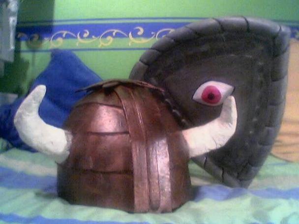 The Helmet of Justice and Eye Shield made for Halloween by a Knightmare fan.