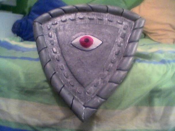 An eye shield made as part of a Knightmare halloween outfit by a Knightmare fan.