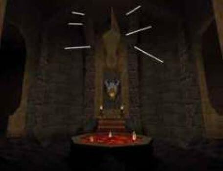 An oracle at a lava pit in the second season of the Knightmare RPG.