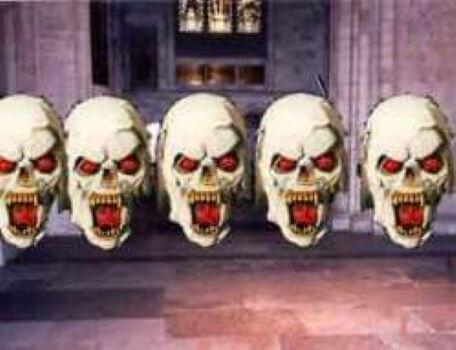 A room of skulls in the second season of the Knightmare RPG.