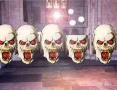 A room of skulls in the second season of the Knightmare RPG.