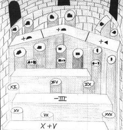 A dungeon room puzzle submitted by a reader for The Quest, the Official Newsletter of the Knightmare Adventurers' Club. Volume 2, Issue 1.