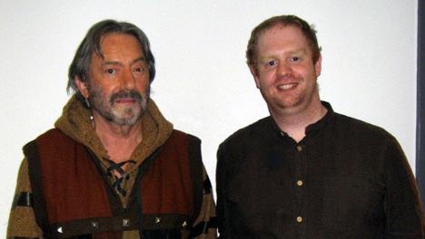 Alan Boyd with Hugo Myatt during the filming of the Knightmare episode for Geek Week (2013).