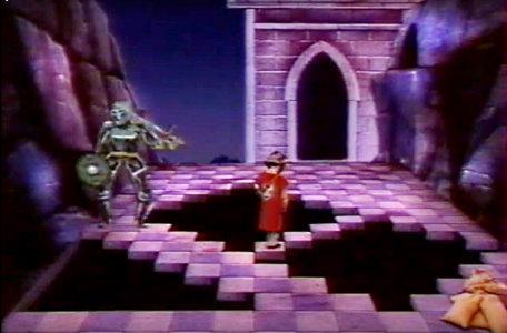 A knight crosses a challenging diagonal pathway in Le Chevalier du Labyrinthe.