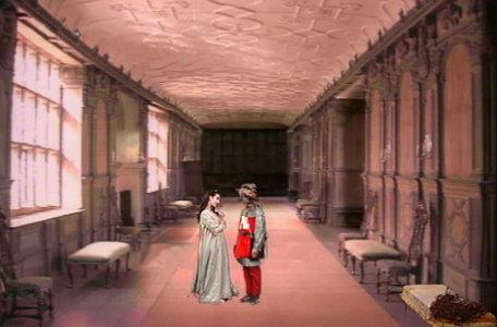A palace corridor in the second series of El Rescate del Talisman.