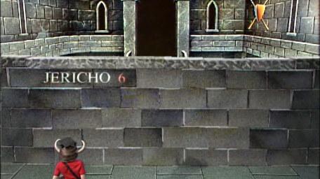 The first part of the Jericho Room (the wall), based on a handpainted scene by David Rowe, as shown on Series 1 of Knightmare (1987).