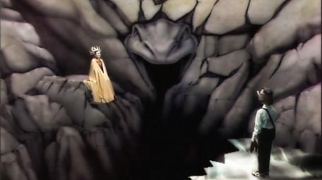 Lillith's Domain, based on a handpainted scene by David Rowe, as shown on Series 1 of Knightmare (1987).