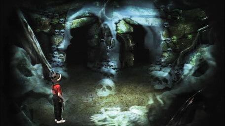 The Skeleton Room, based on a handpainted scene by David Rowe, as shown on Series 1 of Knightmare (1987).