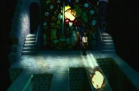 Knightmare Series 2 Team 4. Mark's team use magic to light the path from the stained glass room.