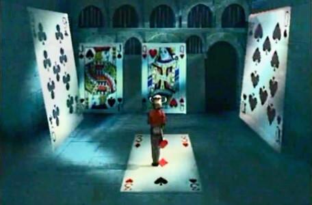 Knightmare Series 2 Team 7. Neil steps on the correct playing card suit to release a door.