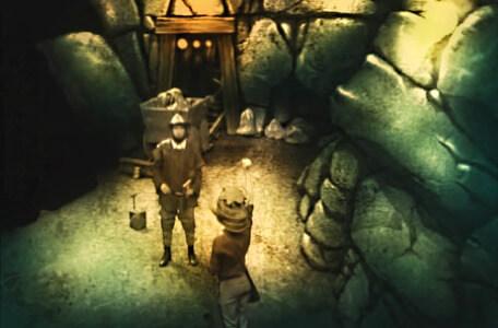 Knightmare Series 2 Team 7. Neil swears a pledge to Bumptious in the mine.