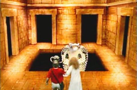 Knightmare Series 3 Team 10. Julie is helped from the Lair of Kaa by Mellisandre.