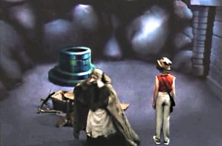 Knightmare Series 3 Team 12. Chris and Mrs Grimwold in the Level 1 wellway room.