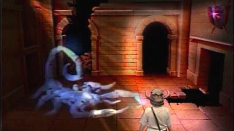A variant of the Snake / Scorpion Room, based on a handpainted scene by David Rowe, as shown on Series 3 of Knightmare (1989).