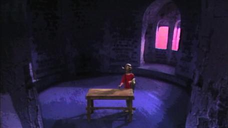 A circular room, as seen in Series 4 of Knightmare (1990).