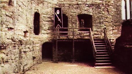 A castle courtyard, as seen in Series 5 of Knightmare (1991).