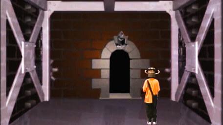 The end scene of the Descender, as seen in Series 5 of Knightmare (1991).