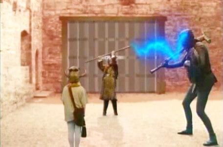 Knightmare Series 5 Team 9. The gatekeeper fires a bolt at a hobgoblin.