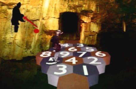 Knightmare Series 6 Team 1. Matt on a causeway of numbers, with a frightknight timer.